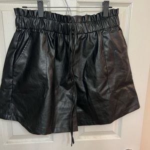 SHEIN faux leather paper bag short, never work